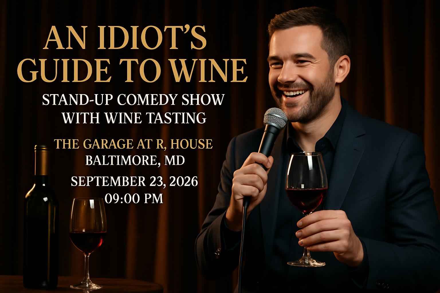 an-idiot-s-guide-to-wine-stand-up-comedy-show-with-wine-tasting-the-garage-at-r-house
