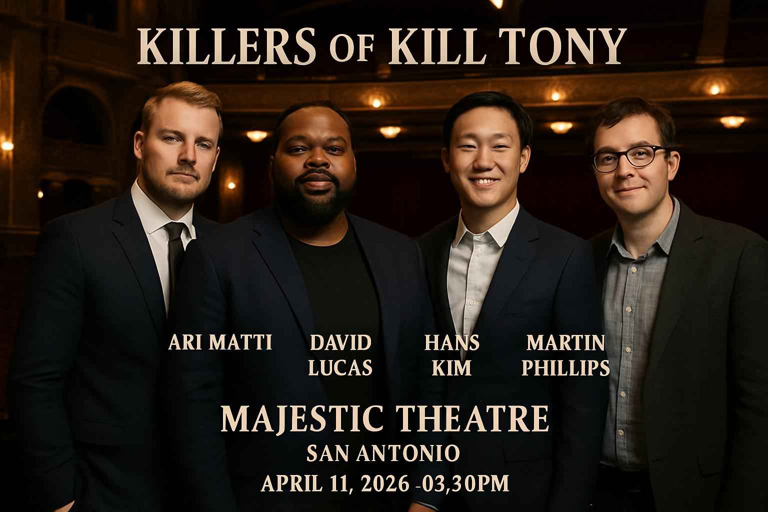 killers-of-kill-tony-ari-matti-david-lucas-hans-kim-martin-phillips-majestic-theatre-san-antonio