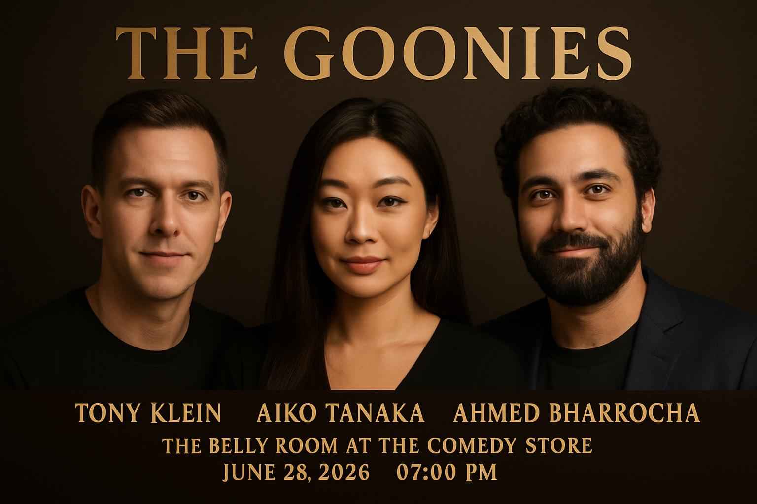 the-goonies-tony-klein-aiko-tanaka-ahmed-bharrocha-the-belly-room-at-the-comedy-store